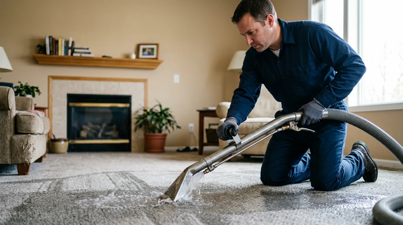 Water damage restoration technician working near Quinter, KS
